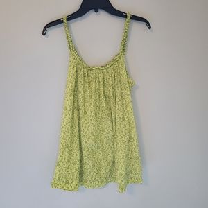 Gap Braided Strap Green Floral Cotton Camisole Top